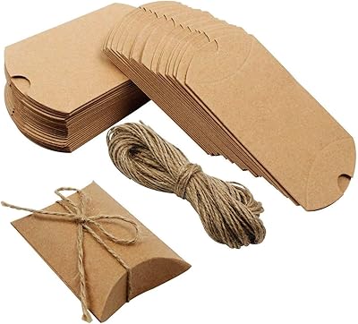 Kraft paper pillow box, package of 50 boxes with paper candy, pillow gift boxes with string.. Your trusted marketplace, DIAYTAR NIGERIA offers extensive variety with delivery within 8 days.