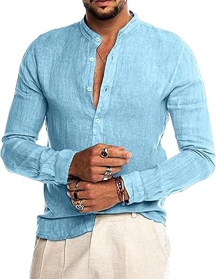 Linen shirts for buttoned men with long sleeves, relaxed, for the beach, yoga, light, United.. With DIAYTAR Nigeria, your wishlist becomes reality, fast.