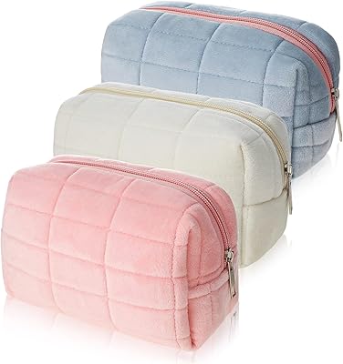 Siusi velvet makeup bag, 3 pieces cosmetics bag with zipper square design multifunction travel bag portable storage bag for cute makeup brushes, blue white pink, blue, cosmetic bags.. DIAYTAR NIGERIA: Your partner in affordable online shopping with reliable 5-8 day shipping nationwide.