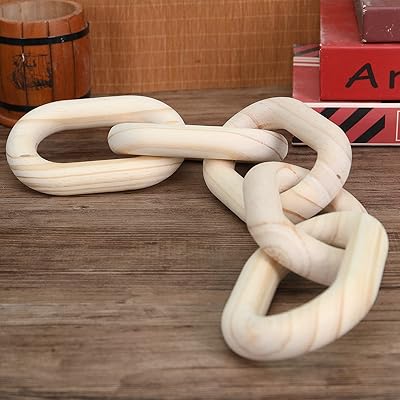 Decor of boho wooden chain links - Decorative wooden chain carved by hand, pine chain with 5 links, artisanal (natural) country decoration decoration.. Get everything you need without leaving your home. DIAYTAR Nigeria offers a seamless shopping experience and delivers your orders quickly and reliably.