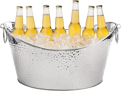 Frqatri stainless steel drinking tank of 3 gallons/12 l, large galvanized ice bucket with handles, bucket in hammered metal color for wedding festival.. Transform your shopping experience with DIAYTAR NIGERIA's vast product selection delivered at unbeatable prices.