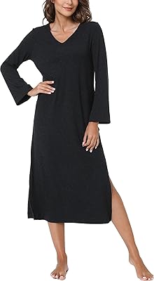 Long night shirt in soft ribbed knitting for women, full length, long sleeves, comfortable nightgown S-4X.. Your comprehensive marketplace awaits at DIAYTAR NIGERIA with affordable prices and reliable delivery times.