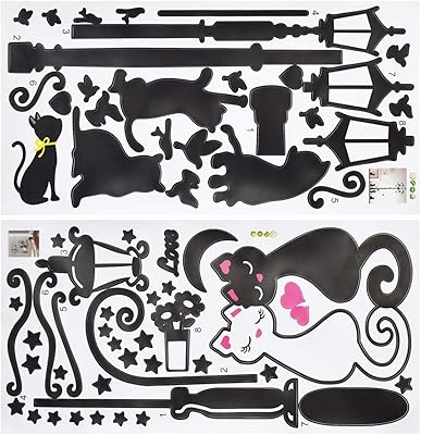 Black and white cat wall stickers Qioxware 1 piece wall sticker under light.. DIAYTAR NIGERIA: Bringing quality products to your doorstep at prices that won't break the bank.