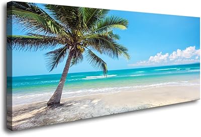 Images of beach walls for bedroom, tropical palm trees, ocean, natural landscape, impressions on canvas, theme blue landscape for living room, office, kitchen, house wall decoration, ready to hang (20 "x 40").. DIAYTAR Nigeria — the online store where variety meets value.