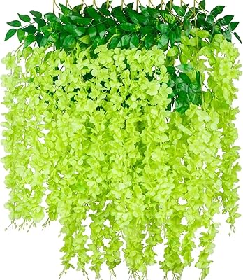 Beauty 12 pieces of artificial glycine flowers suspended in silk, 3.7 feet/crown of long artificial glycine flowers for backdrop, house, party, garden, wedding decoration (green).. Your everyday shopping destination, DIAYTAR NIGERIA offers unbeatable value with quick delivery times.