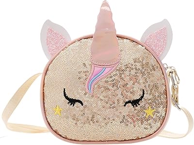 A small shoulder bag for little girls with a nice shiny unicorn pattern for princesses, a shoulder bag and a children's wallet, the best gift, gold.. DIAYTAR NIGERIA delivers happiness in 5-8 days with our affordable and diverse product range.