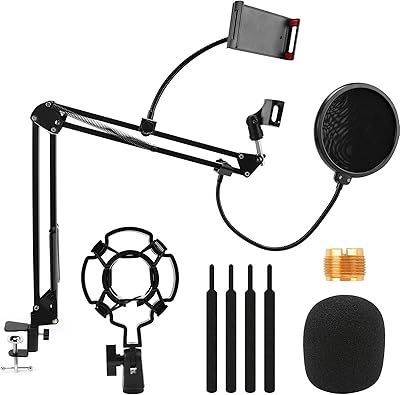 ACLO microphone foot, microphone foot with adjustable suspension scissor for registration equipment with antichoc support, microphone clip support, anti-pop filter, 3/8 adapter.. DIAYTAR NIGERIA: Your trusted marketplace that combines variety, affordability and reliable shipping.