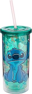 High tropical plastic cup Silver Buffalo Lilo & Stitch with cover and straw, 591 ml.. DIAYTAR NIGERIA: The marketplace that brings affordable products to every Nigerian home in under 8 days.