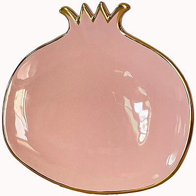 Handmade ceramic pomegranate plate, unique plate, modern aesthetic dessert pottery, pink table plate for kitchen, plate inspired by pasta fruit in steak steak.. DIAYTAR NIGERIA combines extensive variety with budget-friendly prices and prompt nationwide delivery.