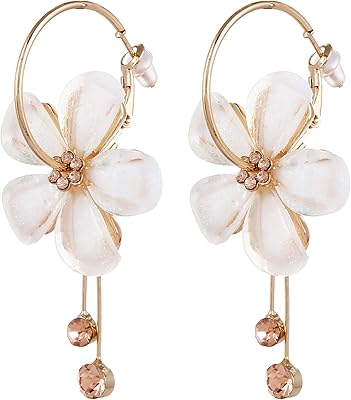 Pendant earrings in gold plated for yubella woman, broken white color, Ybear_31191 model.. Experience shopping without compromise at DIAYTAR NIGERIA, with vast selection and quick delivery.