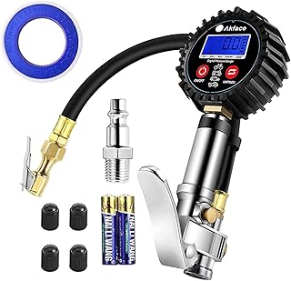 Akface digital tire inflation gauge, compressor accessories with LED display, rubber hose, brass alarce, robust steel trigger, NPT fast connector, to increase the air, check the pressure, deflate the tires.. Experience the power of choice with DIAYTAR NIGERIA's vast catalog and affordable 5-8 day delivery.