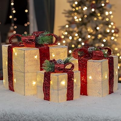 The Christmas Workshop - Lot of 3 Christmas light boxes with red knot / Interior Christmas decorations / 65 Warm white LED lights / Works on batteries / Timer function 70749.. Shop with confidence at Nigeria's leading affordable e-commerce platform with reliable delivery services.