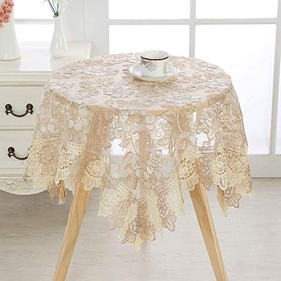 Square lace table runner with floral embroidery, classic tablecloth for wedding and home festival #2 90 x 90 cm.. DIAYTAR NIGERIA: Your affordable shopping destination with thousands of products delivered in days.