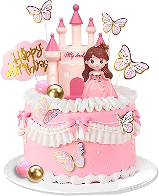 Princess cake decorations with castle pattern for cake decoration for girls and children for happy birthday celebrations and prenatal party supplies (pink).. Experience shopping freedom with DIAYTAR NIGERIA's vast selection and dependable nationwide shipping.