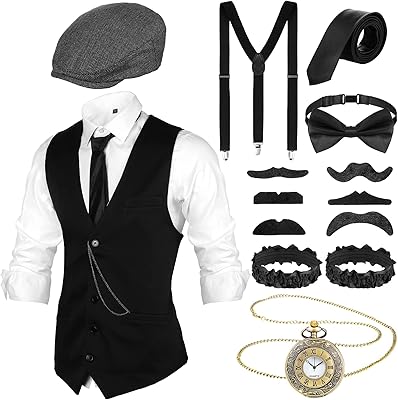 Set of men's costume accessories from the 1920s, gangster accessories.. DIAYTAR NIGERIA: Empowering Nigerians with access to affordable products delivered within 8 days.