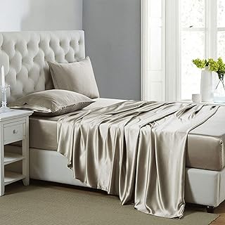 Silky satin bed set Lancet Housing, set of 4 -piece silky satin sheets with deep pockets, soft satin sheets, fresh and hypoallergenic for queen size bed - dark gray.. DIAYTAR NIGERIA: Where affordability and variety come together with nationwide 5-8 day delivery.