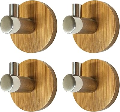 4 stainless steel hooks, waterproof bamboo adhesive hooks, versatile wall hooks for bathroom organizer, durable hooks to hang coats, belts, keys, headphones.. Discover the joy of choice with DIAYTAR NIGERIA's extensive selection and budget-friendly shipping.