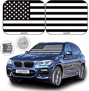 Universal sun visor for car front windshield, 2 rooms, American flag, for cars, trucks, SUV, foldable, UV rays blocking, keeping the car in the fridge, automotive interior protection (black, medium).. DIAYTAR Nigeria: Great value, fast delivery, and endless options.