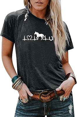 Horse Lover T-shirt for women, horse graphic t-shirt, girls gifts, Western graphic t-shirts, short-sleeved trinkets.. Experience budget-friendly shopping at DIAYTAR NIGERIA, Nigeria's premier online marketplace with quick delivery.