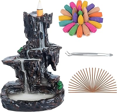 Mountain Tower incense burner with reversed flow with 120 reflux incense cones + 30 incense sticks for the house, the office, the yoga, aromatherapy, brown stone.. Get more for less on DIAYTAR Nigeria — Nigeria’s favorite e-commerce platform.