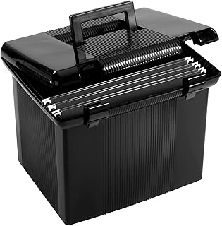 Pedaflex portable classification box with classification bars, hinge cover with double latch lock, black, 3 black suspended files in the inclusive letter format (41742amz).. Discover endless possibilities with DIAYTAR NIGERIA's extensive product range and affordable shipping.
