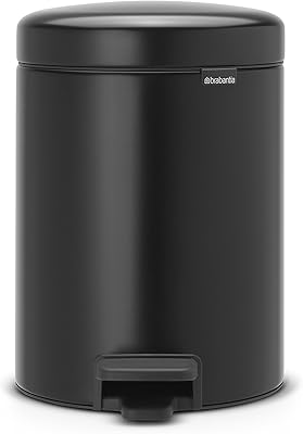 New icon pedal trash can with 5 -liter plastic bucket of Brabantia, matt black.. Shop smarter, not harder with DIAYTAR NIGERIA - thousands of products at your fingertips with affordable delivery.
