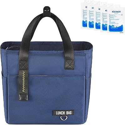 Golruya isothermal lunch bag with 5-piece cooler, food storage bag, waterproof inside and outside (navy blue).. DIAYTAR NIGERIA: Putting quality products within reach of every Nigerian through our affordable marketplace.