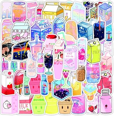 Summer drink stickers in vinyl waterproof vinyl with cute design for water bottle, bottle, laptop, skateboard, luggage, bike, car, helmet - 55 rooms.. DIAYTAR NIGERIA connects your desires with reality through our affordable e-commerce platform and quick delivery.