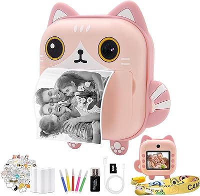 Camera with instantaneous printing for children, camera without ink with print paper, digital video camera selfie with HD 1080p IPS 2.4 inch, educational toy for children aged 3 to 14 for birthday and Christmas - pink.. Shop with purpose at DIAYTAR NIGERIA and discover a world of products at budget-friendly prices.
