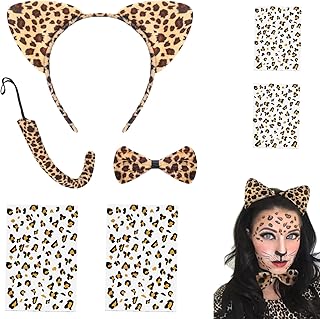 Leopard ears headband with 4 temporary stickers for leopard face, cat ears headband and tail ties for children and adults for Halloween, costume celebrations and birthday party.. Embrace the convenience of DIAYTAR NIGERIA with thousands of products at your fingertips, delivered nationwide.