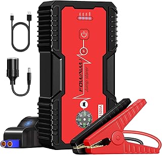 Fowawu 18,000 mAh 1500 A, water resistant car starting battery (7.0 l gas, 5.5 l of diesel), portable battery starter with USB QC3.0/DC 12 V/LED light.. Looking for quality and speed? You’ll find both at DIAYTAR Nigeria.