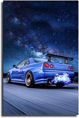 Poster on canvas JDM RX7 FD3S Classic GTS Sports Car Legends for living room and bathroom (Skyline GTR R34, 16 x 24 inches, without frame).. Shop anytime, receive on time — only with DIAYTAR Nigeria.
