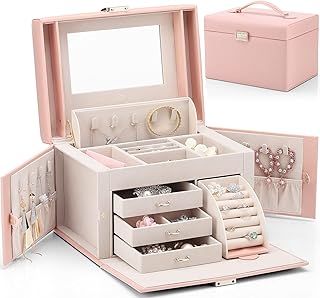 Flando jewelry box, organizer of medium -sized imitation leather jewelry, classic gift for women - pink cross style.. From household needs to gadgets, DIAYTAR Nigeria has it all.