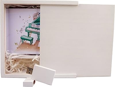 Lonmaix white wooden box with 16 GB white wooden USB key for wedding, photography, torque (170 mm x 170 mm x 35 mm).. Shop with purpose at DIAYTAR NIGERIA, where your money goes further and delivery is always prompt.