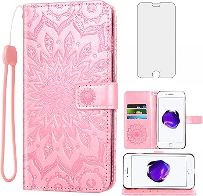 Protective shell for iPhone 7 Plus, 8 Plus, 7/8 Plus with wet glass screen protector, leather flap case, card holder and support for iPhone 7s, 7s, 7 Plus, 8s, 8 Plus for women, gold pink.. DIAYTAR NIGERIA transforms online retail with unbeatable prices and consistent delivery timeframes.