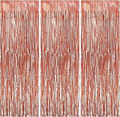 Beauty 3 pieces curtains with fringes in pink gold leaf, backdrop curtains in glitter leaf for birthday party decorations | Rose gold curtains for wedding engagement festival, nuptial party - 1x2 m.. Don’t wait weeks — DIAYTAR Nigeria delivers your order in just a few days.