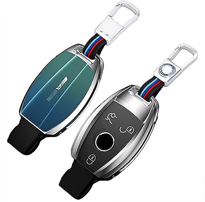 【TTQK】 Key case, metal cover + degraded 3D glass upgrade compatible with MERCEDES-BENZ C/E-GLC/GLE/GLE/S/C200L/GLC260 【BLUE GREEN).. Nigeria shops with DIAYTAR — wide selection, fast shipping, and great value.