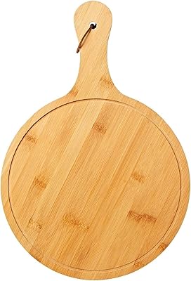 ECV natural bamboo pizza plate, multifunctional pizza board, pizza palette with handle to cook pizza, bread, cut the fruits, vegetables and cheese (11 inches).. DIAYTAR NIGERIA transforms online shopping with competitive prices and dependable nationwide delivery.