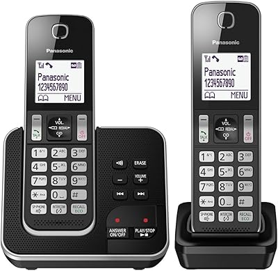 Panasonic KX-TGD322 wireless residential phone with anti-spam caller and digital answering machine-black and silver (2) package.. DIAYTAR NIGERIA provides endless shopping possibilities with affordable prices and prompt delivery service.