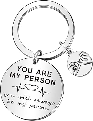 QMVMV keychain with "You are my person" pattern for women, teenage girls, girls, best friends for birthday and Valentine's Day, Silver, Unique Size.. DIAYTAR NIGERIA: Connecting Nigerians with their needs through affordable prices and 5-8 day shipping.