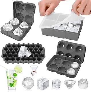 Set of 4 EYSOO silicone ice cubes with lid and funnel, Easy freezing machine for freezer - pink, diamond, sphere, square and hexagonal, bpa without odorless.. Fast. Reliable. Affordable. DIAYTAR Nigeria is all that and more.