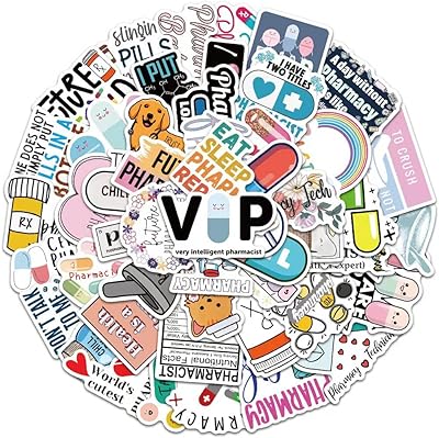 Set of 50 barisc pharmacy stickers, sustainable vinyl pharmacist stickers for laptop, guitar, luggage, fridge, water bottle, scrapbooking, telephone, computer, skateboarding, children's stickers, adolescents, adults, students, nurses, nurses.. Discover the convenience of DIAYTAR NIGERIA's vast e-commerce platform with delivery in just 5-8 days.