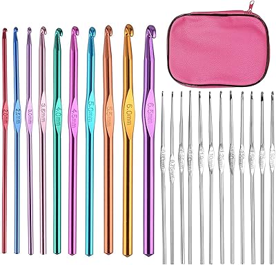 Set of hooks, package of 22 multicolored aluminum knitting needles, set of hand -spurred needles with soft and comfortable handle, 22 sizes hooks.. DIAYTAR NIGERIA connects desires with reality through affordable prices and reliable delivery service.