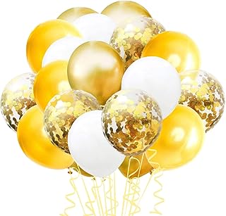 Golden and white metal balloons Zorbia, 100 confetti, latex balloons, for young girl's life, decoration of prenatal festive, birthday.. Nigeria's most diverse e-commerce platform delivers quality and affordability to your doorstep in 5-8 days.