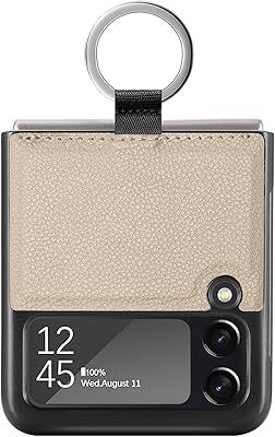 Samsung Galaxy Z Flip 3 (5G) shell with PU leather support ring + Rigid Silicone PC, fine design, shock resistant, non -slip, sustainable, matt for mobile.. DIAYTAR NIGERIA brings the marketplace to your home with budget-friendly prices and nationwide delivery.