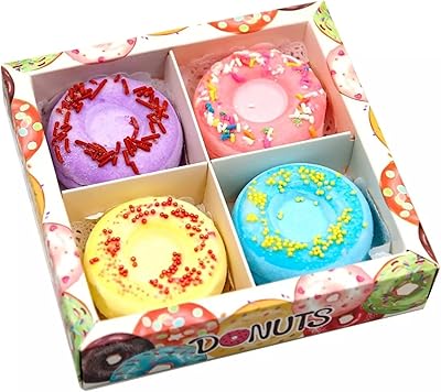 The White Shop 4-piece Bathroom Gift Box in the shape of a donut, organic foaming bath bombs, wonderful sparkling bath gift for Valentine's Day.. DIAYTAR NIGERIA brings the joy of affordable shopping to your fingertips with delivery in less than 8 days.