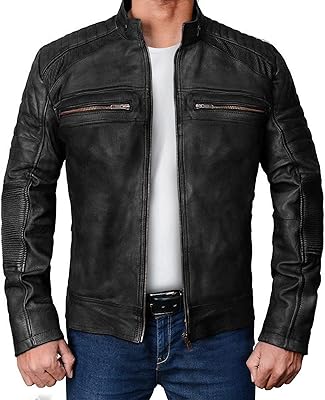 Cafe racer leather biker jacket for men - Style with Moto Racer fashion for men with details doubled with diamonds.. Nigeria's favorite online shopping platform, DIAYTAR offers unbeatable prices and delivery within a week.