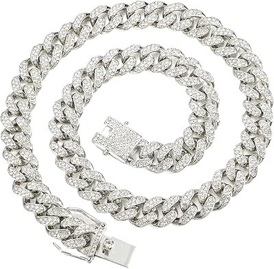 Feel Style Channel with Cuban Silver Men Silver Bling Miami Cuban Diamond Chain Cuban Collar For Men Hip Hop Hip Hop.. Your shopping aspirations fulfilled at DIAYTAR NIGERIA with competitive prices and reliable delivery.