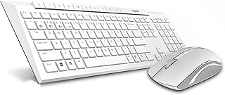 Rabo 8210m wireless keyboard and wireless mouse, Multimode connection for up to 3 devices simultaneously, Bluetooth 5.0, Bluetooth 3.0 and 2.4g | Adjustable DPI optical mouse with English/Arabic design (white).. DIAYTAR NIGERIA: Bringing affordable shopping solutions with a diverse product catalog delivered nationwide.
