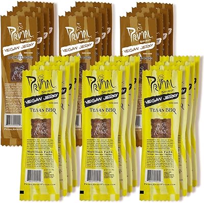 Primal Spirit Vegan Jerky - Soy protein energy pack, 10 g. Plant -based proteins, certified GMOs, preservatives, packaging adapted to the classics hickory smoked and Texas BBQ (24, 1 oz package).. Find quality and variety without breaking the bank — only on DIAYTAR Nigeria.